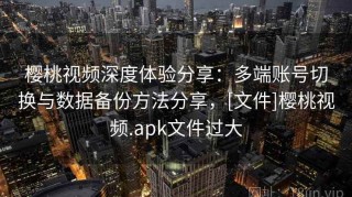 樱桃视频深度体验分享：多端账号切换与数据备份方法分享，[文件]樱桃视频.apk文件过大