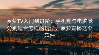 菠萝TV入门到进阶：手机党与电脑党分别适合怎样的玩法，菠萝直播这个软件