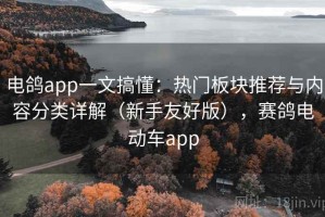电鸽app一文搞懂：热门板块推荐与内容分类详解（新手友好版），赛鸽电动车app