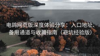 电鸽网页版深度体验分享：入口地址、备用通道与收藏指南（避坑经验版）
