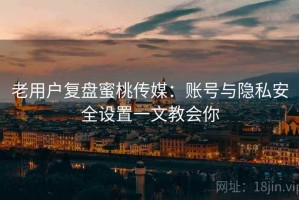 老用户复盘蜜桃传媒：账号与隐私安全设置一文教会你