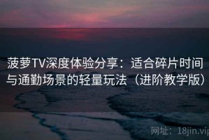 菠萝TV深度体验分享：适合碎片时间与通勤场景的轻量玩法（进阶教学版）