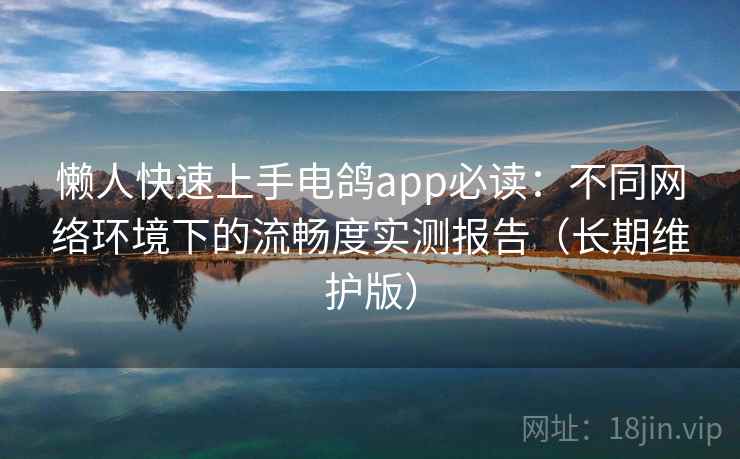 懒人快速上手电鸽app必读：不同网络环境下的流畅度实测报告（长期维护版）